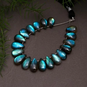 19 Pcs 67 Cts Natural Labradorite Teardrop Gemstone Briolette 6x10-7x13mm #12747 - Picture 1 of 8