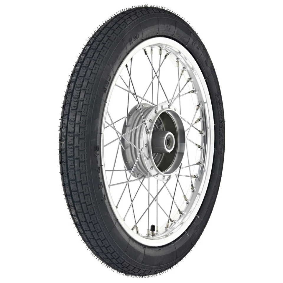 Komplettrad 1,5x16 Zoll, Alufelge mit Chromspeichen + Heidenau-Reifen K30 - Bild 1 von 1