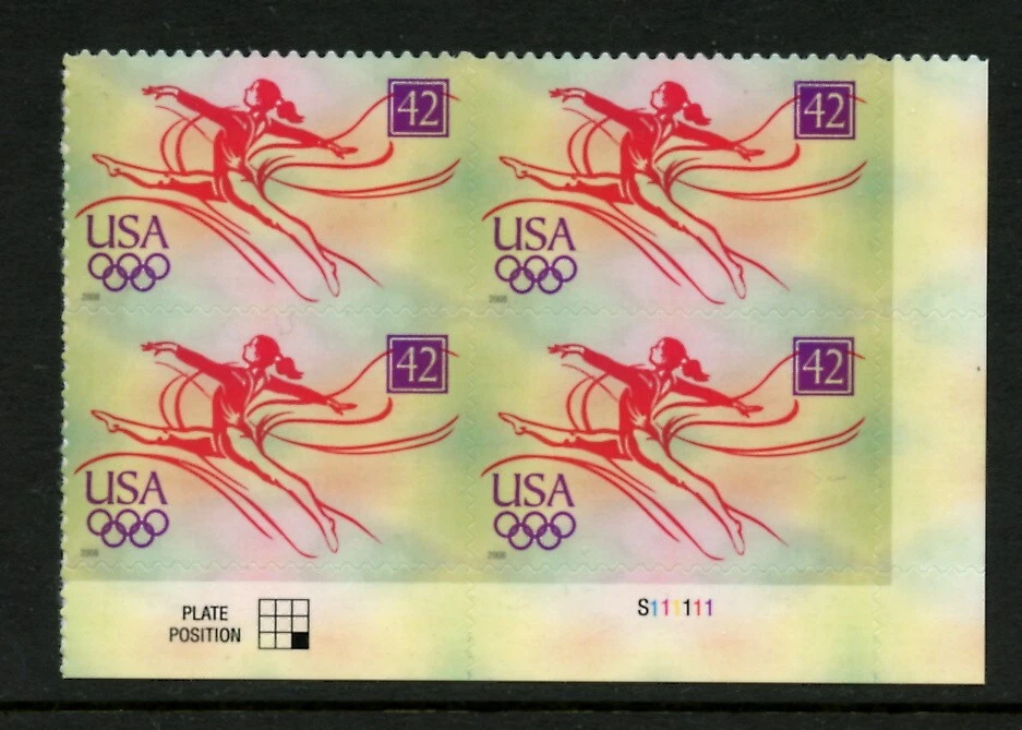 US 4334, 2008 42c OLYMPICS, LR PBOF4, MNH (US1910) - Image 1 of 1