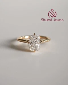 2Ct Elongated Cushion Lab Diamond Ring 10K Yellow Gold VS1/E IGI Engagement Gift - Picture 1 of 6