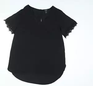 New Look Womens Black Polyester Tunic Blouse Size 18 V-Neck - Lace Trim - Picture 1 of 10
