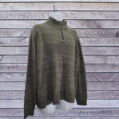 Via Europa Men's Knit Sweater XXL Green Henley 1/4 Zip Long Sleeve - Image 1 of 4
