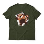 Happy Red Panda Cute Animal Graphic T-Shirt Lightweight Cotton Tee