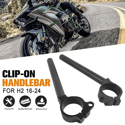 For Kawasaki Ninja H2 ZX1000 2016-2024 Black 49MM Handlebar Handle Bar Clip On - Image 1 of 4