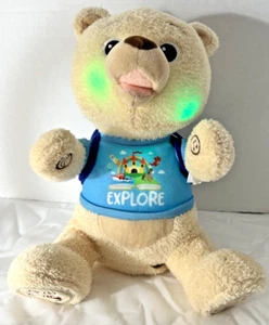 Spark Create Imagine Musical Light Up Tan Bear w/Blue Explore Backpack 14" Plush - Picture 1 of 10