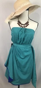 Express two toned royal blue and turquoise pleated at waist haltertop size 5 NWT - Picture 1 of 12