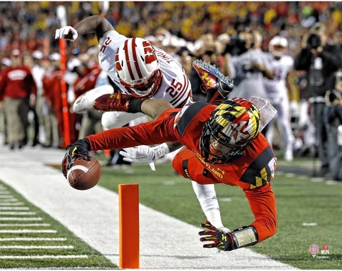 DJ Moore Maryland Terrapins Unsigned Diving Touchdown Photo Cover