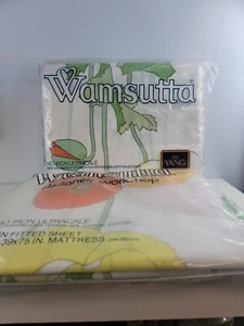 Vintage Wamsutta Designer's Jay Yang Growing Poppies Twin Flat & Fitted Sheet - Picture 1 of 5