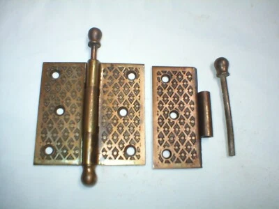 Antique Decorative Brass 3 1/2" Hinge Parts - Image 1 of 4