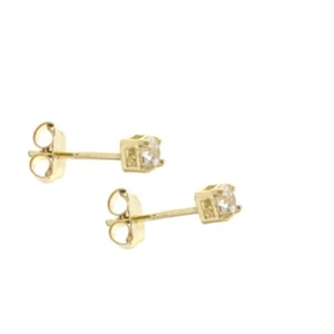 Yellow Gold Earrings 18 Carats 750/1000 Light Spot with White Zirconia Women's - Picture 1 of 4