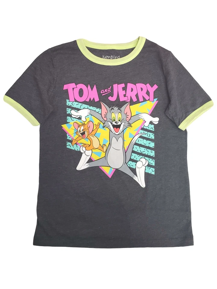 Tom & Jerry Boys Colorful Gray Short Sleeve Cat & Mouse Tee Shirt T-Shirt - Image 1 of 1