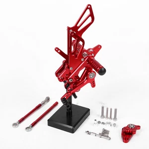 CNC Adjusting Rearset Footpegs For Honda CBR600RR 2007-2016 Red 2015 2014 2013 - Picture 1 of 7