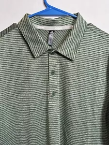 Adidas Golf Polo Shirt Medium MSRP $65 Green Stripe Stretch - Picture 1 of 10