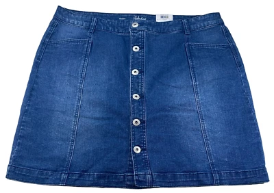 Style & Co Skirt Womens Size 18 Blue Denim Stretch Button Front New - Image 1 of 4