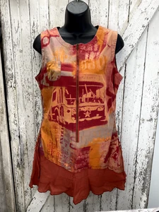 Cache C Cache Bohemian Steam Punk Garage Dyed Orange Dress 40 - Picture 1 of 7
