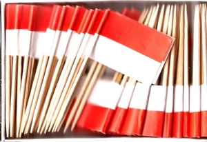 Caja de 100 banderas palillos de dientes de Indonesia, 100 mini selecciones de cupcakes bandera indonesia - Imagen 1 de 1
