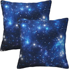 Galaxy Blue Stars Pillow Covers 18x18 In Space Decorative Couch Pillow Cases Set