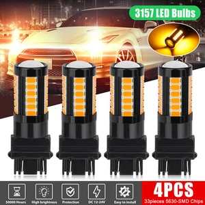 4x 3157 33-LED Turn Signal Parking DRL Light Bulbs Amber For Ford F150 F250 F350 - Picture 1 of 9