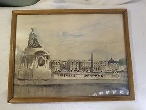Antique Framed Guy de Neyrac Place de la Concorde Water Color - Picture 1 of 17