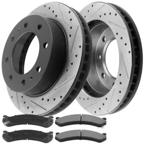 Front Disc Rotors + Ceramic Brake Pads for Silverado Sierra 2500 Express 2500 H2 - Picture 1 of 4