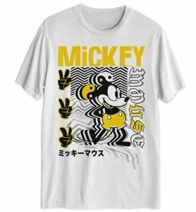 $155 Disney Men White Short-Sleeve Mickey Mouse Graphic Crew-Neck T-Shirt Size L - Picture 1 of 1
