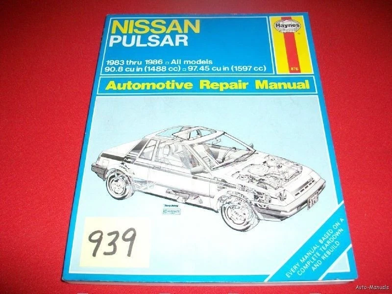 NISSAN PULSAR 1983 84 85 86 ALL MODELS REPAIR MANUAL - Image 1 of 1