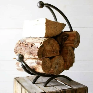 Wrought Iron Log Holder, log ring, log basket. Metal log holder, log Storage. - Picture 1 of 6