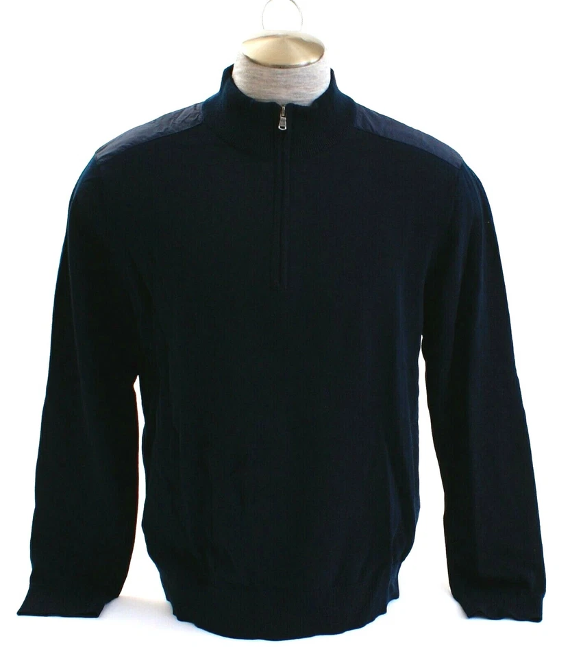 Michael Kors 1/4 Zip Pullover Sweater Mens Size XL Navy Blue T5