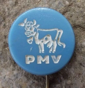PMV Milk Dairy Company Cow with Bell Around Neck Farming Advertising Pin - Picture 1 of 2