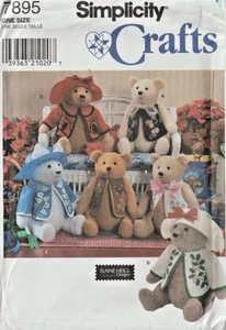 TEDDY BEARS & FELT APPLIQUE CLOTHES - Stuffed Toys  (18 In.)  Simplicity 7895 - Picture 1 of 2