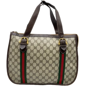 Auténtico Bolso de Mano Gucci Sherry Line GG Supreme PVC Cuero Beige NS091329 - Imagen 1 de 20