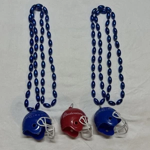Vintage Budweiser Bud Light Beer Football Helmet Necklaces Marti Gras Style - Picture 1 of 2