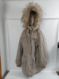 DKNY Anorak Parka mit Kunstfellkapuze Damen Jacke Gr. X-Small Beige Khaki Winter - Bild 1 von 8