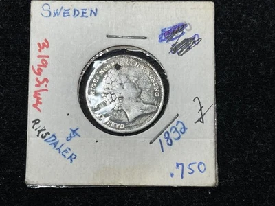1832 Sweden Silver Coin Solder Damaged - Image 1 of 4