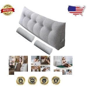Versatile Large Headboard Pillow with Side Pocket - Ideal for Reading & Studying - Picture 1 of 9