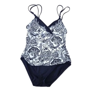 Lauren Ralph Lauren One Piece Swimsuit Size 12 Black White Bathing Suit Modest - Picture 1 of 7