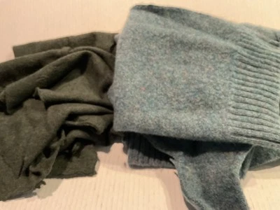 Lot of felted wool sweater remnants clean green gray one plus pounds - Image 1 of 4
