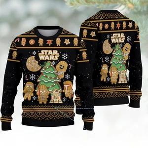 Star Wars Lebkuchen Weihnachten Ugly Sweater Darth Vader lustiger Sci-Fi Pullover - Bild 1 von 3