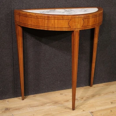 Console meuble italien en bois dessus marbre table style Louis XVI 20ème siècle - Photo 1/4