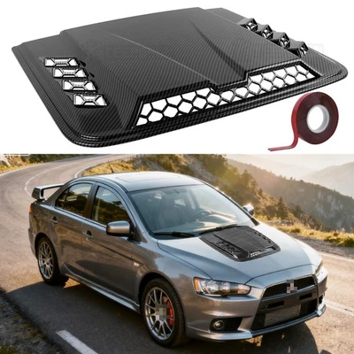 Carbon Air Flow Hood Scoop Bonnet Vent Cover Guard Decor For Mitsubishi Lancer - Image 1 of 4