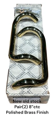 Baldwin 2739-030 Tirador de mango 8” CTC acabado de latón pulido nuevo en stock par descontinuado Foto 1 de 4