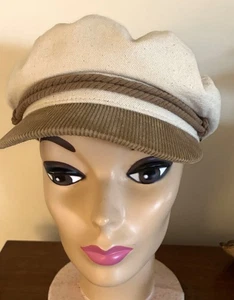 Mens/Womens Brixton News Boy Golf Ivory & Brown Hat Corduroy Brim Size M 7  1/4 - Picture 1 of 6
