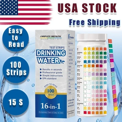 16 in 1 Drinking Water Test Kit Strips, 100 cnt. Home Water Quality Test for Tap - Image 1 of 4
