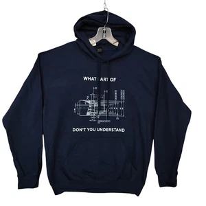 Sudadera con Capucha "What Part of... Don't You Understand" Talla Mediana Azul Marino Bolsillo Frontal - Imagen 1 de 4