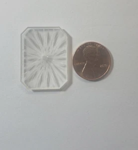 ANTIQUE CAMPHOR FROSTED GLASS FLAT RECTANGLE CENTER HOLE 30X22X3 MM WHOLESALE - Picture 1 of 5