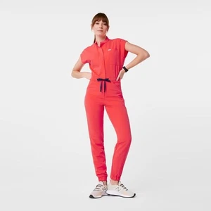 Figs Rafaela Cargo Scrub Jumpsuit XXL Fiery Coral Technical Jogger - Picture 1 of 4