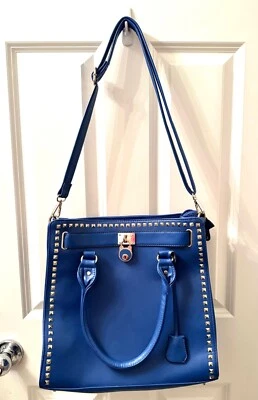 Bolso de Mano Jenna de Cuero Vegano Azul Rubí de Alta Costura Azul. Foto 1 de 4