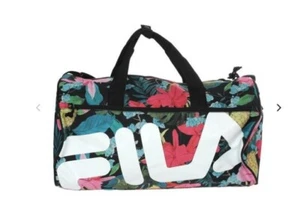 NWT WOMEN'S FILA TROPICAL SPORT DUFFEL BAG GYM BAG BLACK MULTI WEEKENDER - Picture 1 of 2