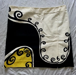 Vintage? Diane Von Furstenberg Pencil Skirt CRAZY Black Yellow White Design 14 - Picture 1 of 5