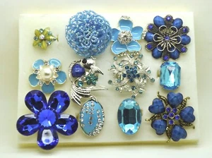 MODESCHMUCK KONVOLUT 12 TEILE BLAU FARBE MIX STIL SAMMLUNG RINGE - Bild 1 von 3